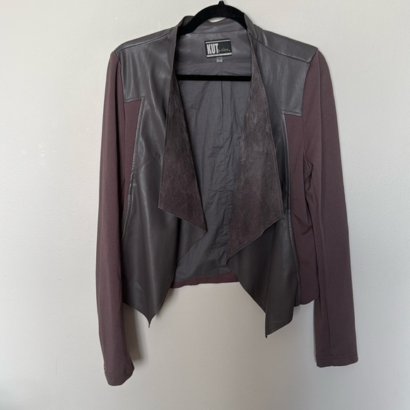 Kut from the Kloth Jackets & Blazers - Kut from the Kloth Faux Leather Jacket Grey/Brown Sz Large Women’s EUC